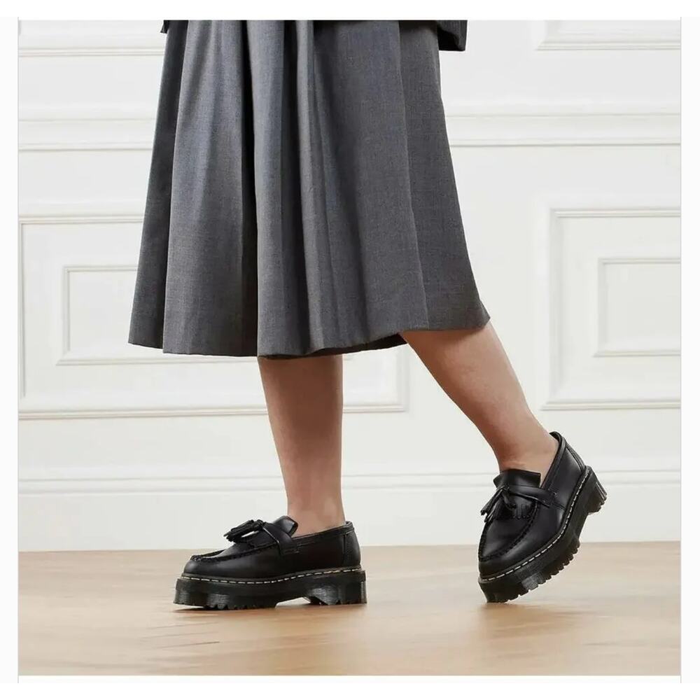 Dr. Martens Adrian Quad Leather Platform Loafers Black Shoes NEW Size 10 9 - Picture 11 of 12